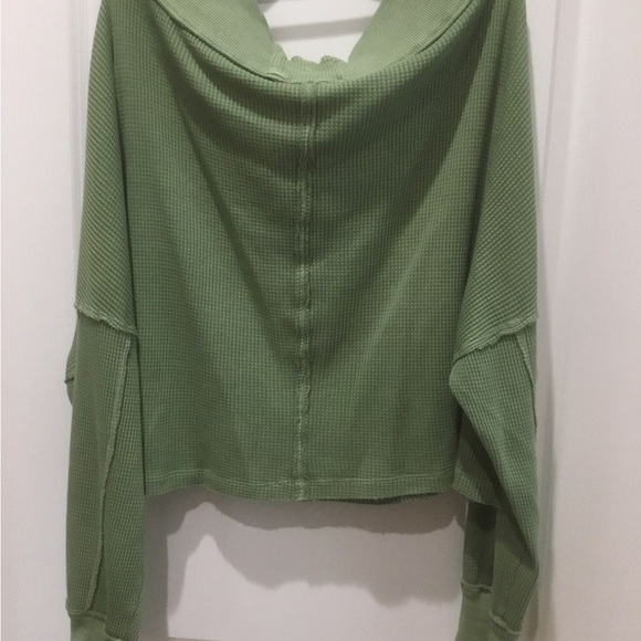 We The Free - Green, Slouchy, Off the Shoulder, Long Sleeve Thermal - Size Small - Picture 2 of 6